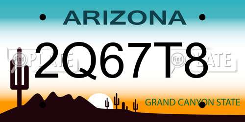 2Q67T8 Arizona License Plate