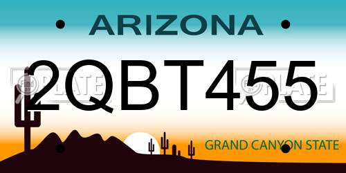 2QBT455 Arizona License Plate