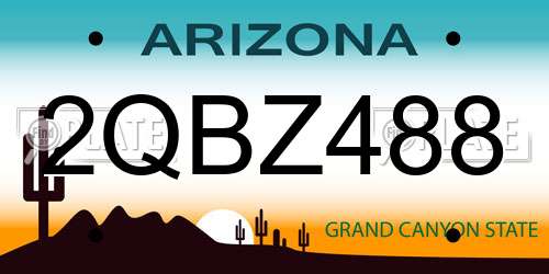 2QBZ488 Arizona License Plate
