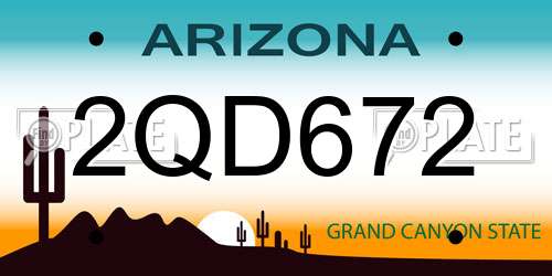 2QD672 Arizona License Plate
