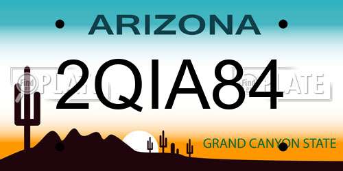 2QIA84 Arizona License Plate