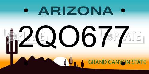 2QO677 Arizona License Plate
