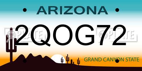 2QOG72 Arizona License Plate