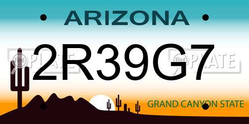 2R39G7 Arizona License Plate