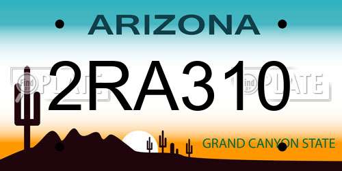 2RA310 Arizona License Plate