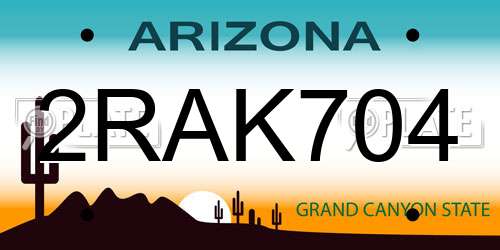 2RAK704 Arizona License Plate