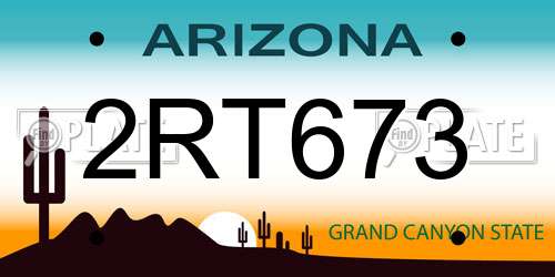 2RT673 Arizona License Plate