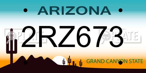 2RZ673 Arizona License Plate