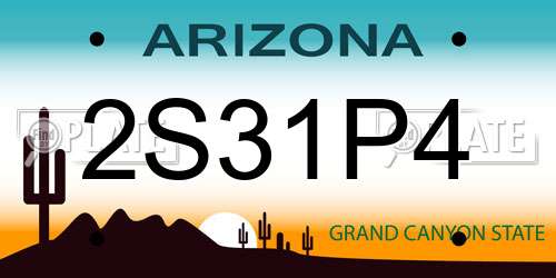 2S31P4 Arizona License Plate