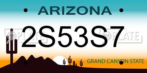 2S53S7 Arizona License Plate