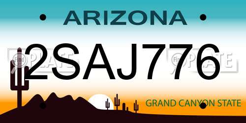 2SAJ776 Arizona License Plate