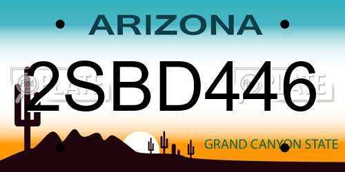 2SBD446 Arizona License Plate
