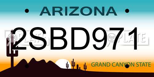 2SBD971 Arizona License Plate