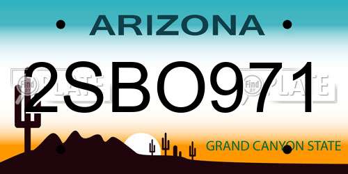 2SBO971 Arizona License Plate