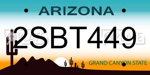2SBT449 Arizona License Plate