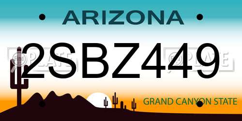 2SBZ449 Arizona License Plate