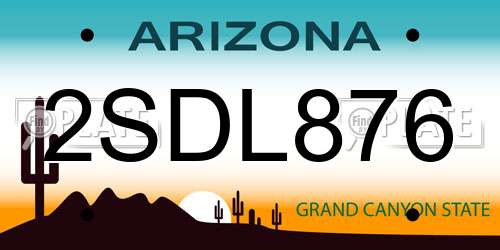 2SDL876 Arizona License Plate