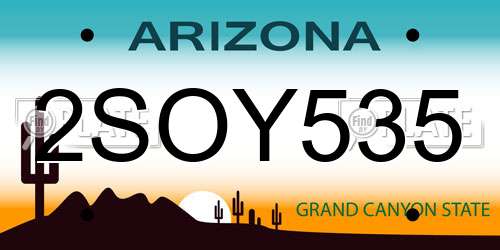 2SOY535 Arizona License Plate