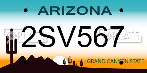 2SV567 Arizona License Plate