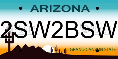 2SW2BSW Arizona License Plate