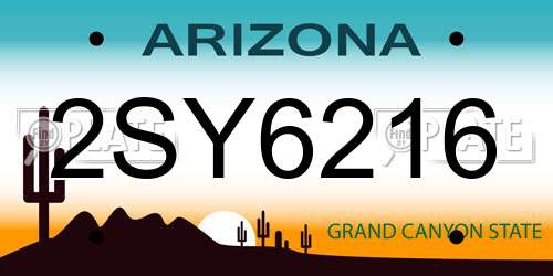 2SY6216 Arizona License Plate