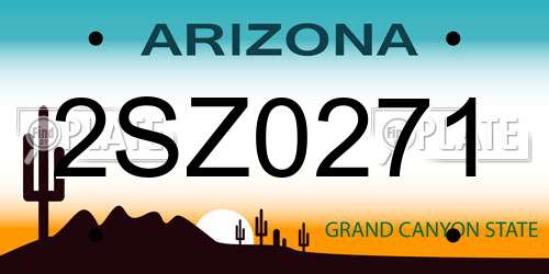 2SZ0271 Arizona License Plate