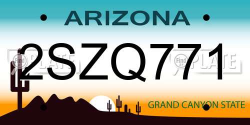 2SZQ771 Arizona License Plate