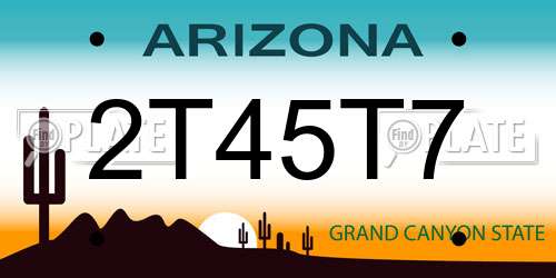 2T45T7 Arizona License Plate