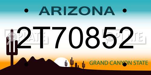 2T70852 Arizona License Plate