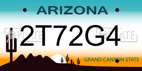 2T72G4 Arizona License Plate