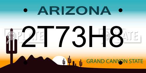 2T73H8 Arizona License Plate