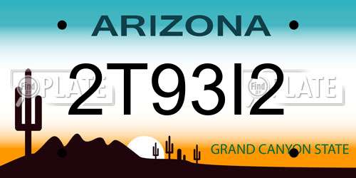 2T93I2 Arizona License Plate