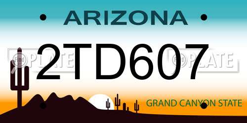 2TD607 Arizona License Plate
