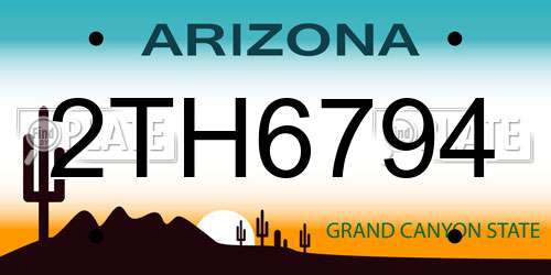 2TH6794 Arizona License Plate