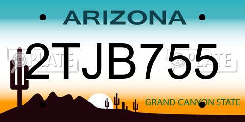 2TJB755 Arizona License Plate