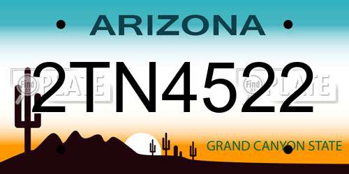 2TN4522 Arizona License Plate