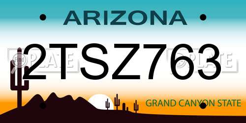 2TSZ763 Arizona License Plate
