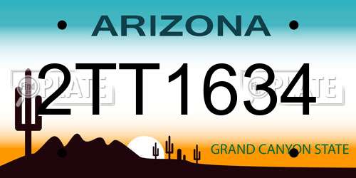 2TT1634 Arizona License Plate