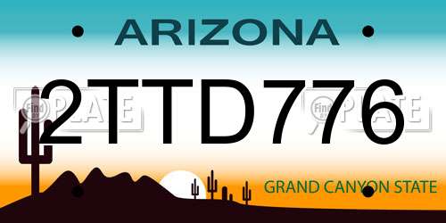 2TTD776 Arizona License Plate