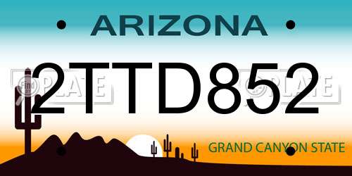 2TTD852 Arizona License Plate