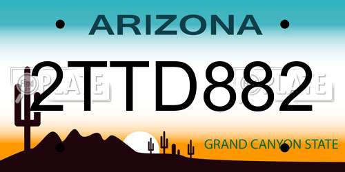 2TTD882 Arizona License Plate