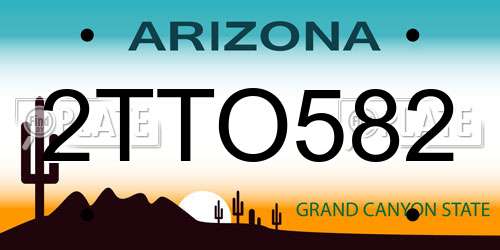 2TTO582 Arizona License Plate
