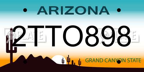 2TTO898 Arizona License Plate