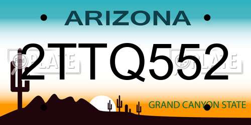 2TTQ552 Arizona License Plate
