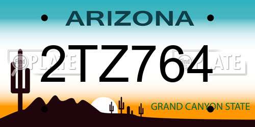 2TZ764 Arizona License Plate