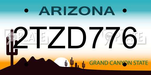 2TZD776 Arizona License Plate