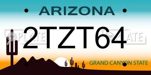 2TZT64 Arizona License Plate