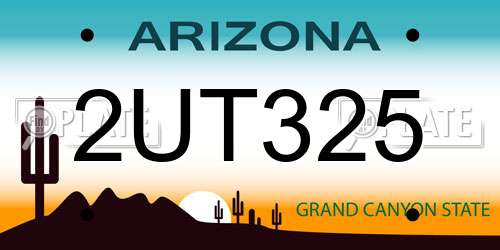 2UT325 Arizona License Plate