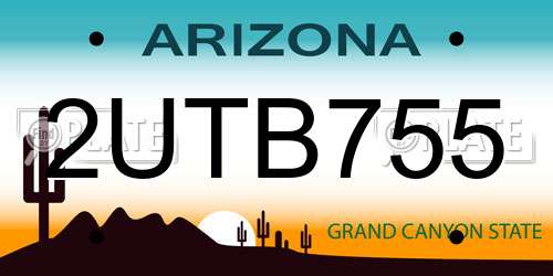 2UTB755 Arizona License Plate