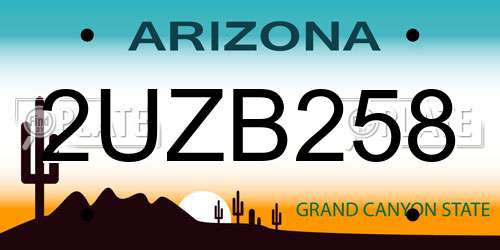 2UZB258 Arizona License Plate